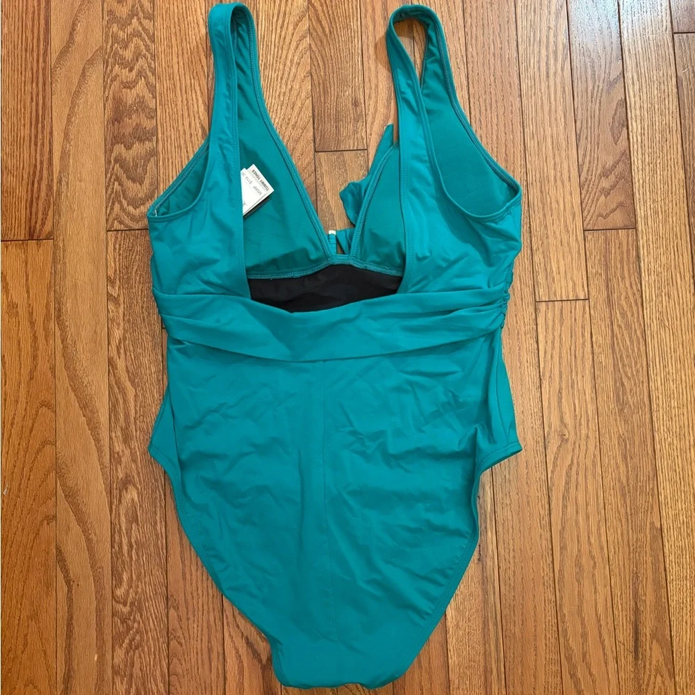 Kenneth Cole Teal Tummy Toner One Piece Swimsuit NWT
